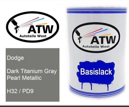 Dodge, Dark Titanium Gray Pearl Metallic, H32 / PD9: 500ml Lackdose, von ATW Autoteile West.